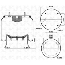 Пневморессора в сборе (пласт стакан)  (4 шп.+возд. / --)    S&K GMBH