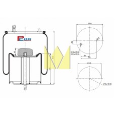 Пневморессора со стаканом 1 шп./1 отв. под возд. M24/16*1,5 RVI Premium/Midlum/Kerax   Sampa