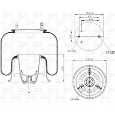 Пневморессора со стак. H395 пласт. стакан  верх: 1шп. 1штуц низ: 1 шп.\FRL   S&K GMBH