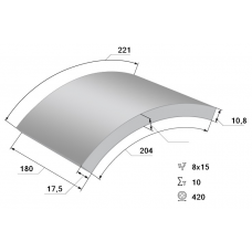 Накладки тормозные Premium BPW/SAF (420х180мм) STD  с заклепками (заклепка 8х15мм)     S&K GMBH